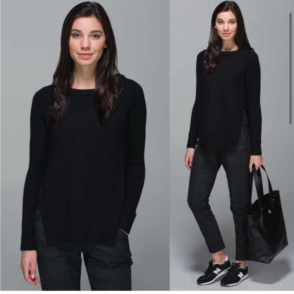 Lululemon Yin To You Sweater Black Merino Wool Chunky Knit